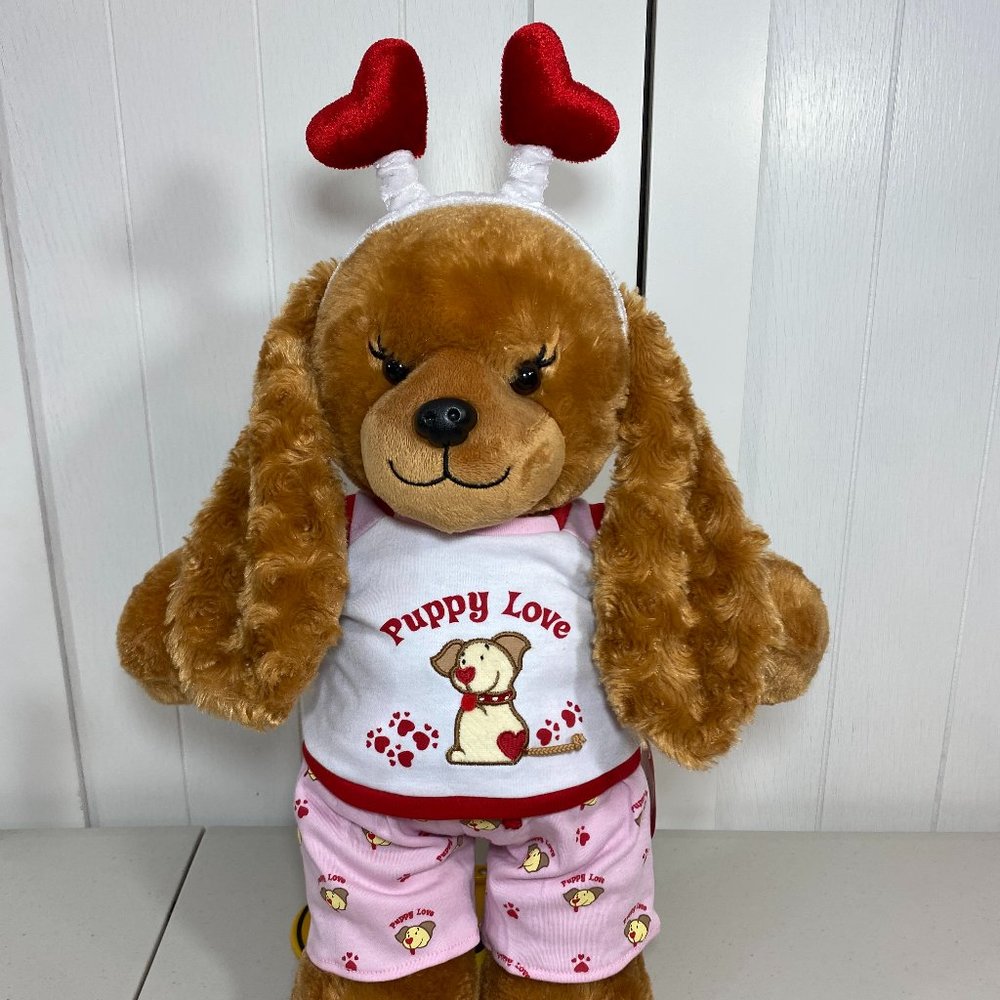 Build A Bear Barkleigh Puppy Dog Plush w/ NEW Puppy Love Pajamas & Headband